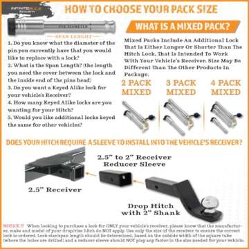 61073 | Single Pack, 3" Receiver Lock, Heavy Duty Hitch Lock Pin, American Made in USA, Best Truck Accessories - Locking Hitch Pin, 5/8 Hitch Pin Lock, Anti-Theft Hitch Pin, Towing Accessories