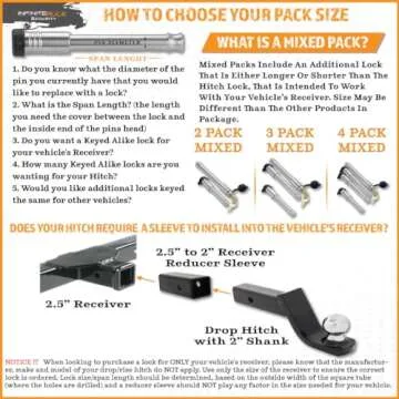 61073 | Single Pack, 3" Receiver Lock, Heavy Duty Hitch Lock Pin, American Made in USA, Best Truck Accessories - Locking Hitch Pin, 5/8 Hitch Pin Lock, Anti-Theft Hitch Pin, Towing Accessories