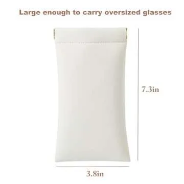 MEIBOOCH Squeeze Top Sunglass Case, New Organosilicon Soft Leather Eyeglass Glass Case Travel Large Sunglasses Pouch (No phrase printed, Creamy white)