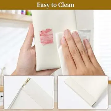 MEIBOOCH Squeeze Top Sunglass Case, New Organosilicon Soft Leather Eyeglass Glass Case Travel Large Sunglasses Pouch (No phrase printed, Creamy white)