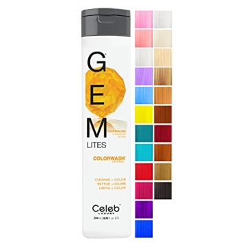 Celeb Luxury Gem Lites Colorwash, Professional Semi-Permanent Hair Color Depositing Shampoo, Tourmal...