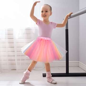 JaGely 9-Piece Rainbow Tutu Set for Girls Age 2-8