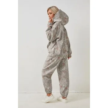 Eutten Camo Sweatsuits for Women Set 2 Piece Camo Hoodies Maple Leaf Print Oversized Sweatshirt Lounge Sets Fall Outfits