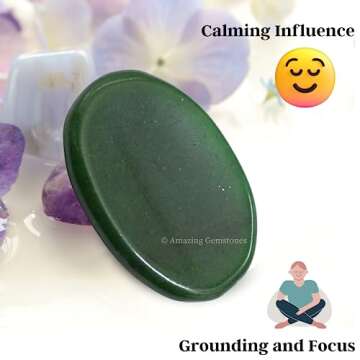 Green Jade Aventurine Worry Stone Crystals and Healing Stones - Worry Stones for Stress Relief Gifts - Piedra Crystal Fidget for Meditation - Unique Stocking Stuffers and Birthday Gifts for Women, Men