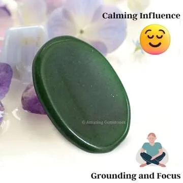 Green Jade Aventurine Worry Stone Crystals and Healing Stones - Worry Stones for Stress Relief Gifts - Piedra Crystal Fidget for Meditation - Unique Stocking Stuffers and Birthday Gifts for Women, Men
