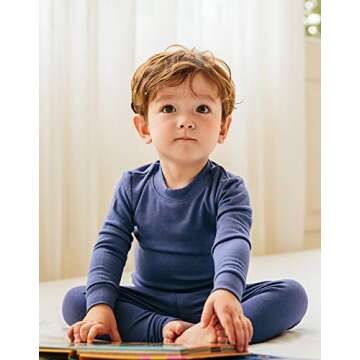 Vaenait Kids Toddler Long Sleeve Modal Sleepwear Pajamas 2pcs Set Modal Darkblue XS