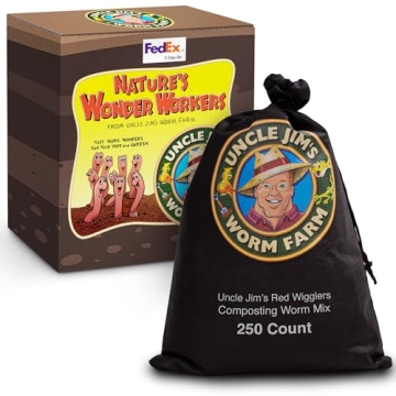 Uncle Jim's Worm Farm 250 Count Red Wiggler Composting Worms | Perfect for Organic Gardening