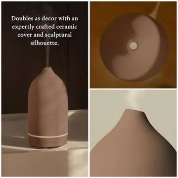 Vitruvi Stone Diffuser, Ceramic Ultrasonic Essential Oil Diffuser for Aromatherapy | Ceramic Diffuser, Diffusers for Home, Oil Diffuser, Room Decor | Suede, 90ml Capacity