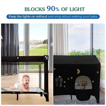 Pack N Play Blackout Cover, Hiaksedt Crib Canopy Cover for Pack and Play, Breathable Blackout Tent f...