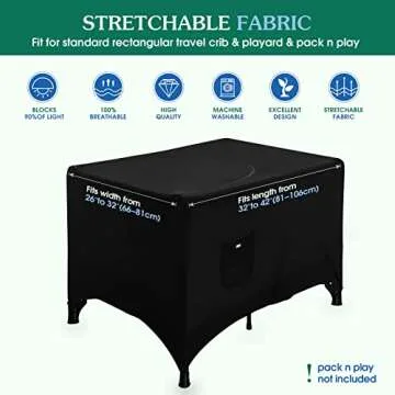 Pack N Play Blackout Cover, Hiaksedt Crib Canopy Cover for Pack and Play, Breathable Blackout Tent for Travel Crib, Portable Stretchy Netting Cover for Indoor Outdoor Travel Playard