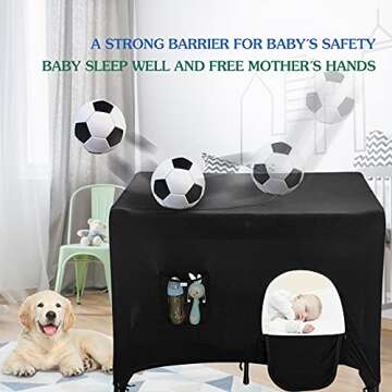 Pack N Play Blackout Cover, Hiaksedt Crib Canopy Cover for Pack and Play, Breathable Blackout Tent for Travel Crib, Portable Stretchy Netting Cover for Indoor Outdoor Travel Playard