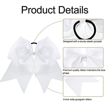 Jumbo 8 Inch Cheerleading Hair Bows - 2 Packs for Girls