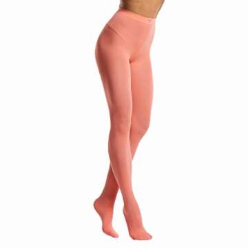 Frola Women's 80 Denier Soft Semi Opaque Solid Color Footed Pantyhose Tights (Small - Medium, Living Coral)