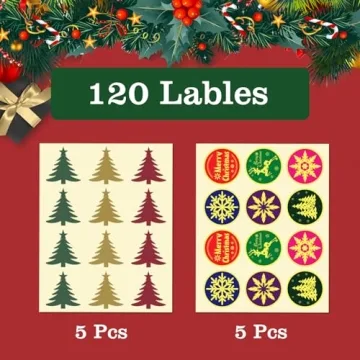 120Pcs Large Christmas Stickers for Gifts and Envelopes