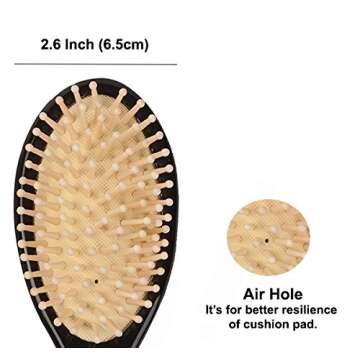 Antique Alive Mother of Pearl Inlay Art Parrot Bird Christmas Flower Luxury Oval Black Hair Brush Detangling Anti Static Scalp Massage Comb Wooden Handle Bristle Cushion Kids Girl Boy Gift Hairbrush