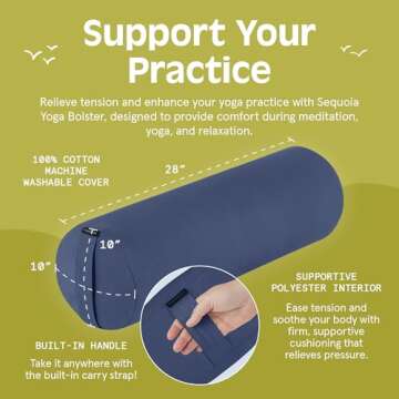 Retrospec Sequoia Yoga Bolster Pillow - Meditation Cushion for Yoga Practices - Includes Machine Was...