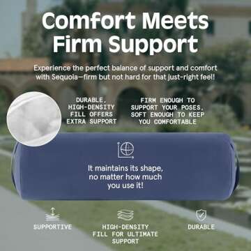 Retrospec Sequoia Yoga Bolster Pillow - Meditation Cushion for Yoga Practices - Includes Machine Washable 100% Cotton Cover & Durable Carry Handle; Round, Midnight