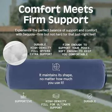 Retrospec Sequoia Yoga Bolster Pillow - Meditation Cushion for Yoga Practices - Includes Machine Washable 100% Cotton Cover & Durable Carry Handle; Round, Midnight