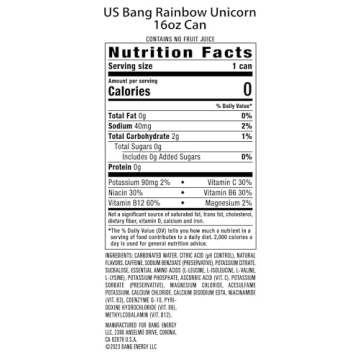 Bang Energy Rainbow Unicorn Sugar-Free Drink 16 Fl Oz