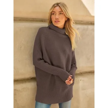 LILLUSORY Turtleneck Oversized Tunic Sweater for Women