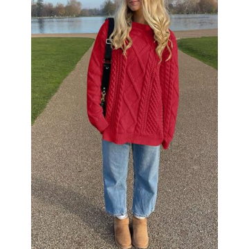 ANRABESS Oversized Crewneck Sweater for Women 2024 Fall
