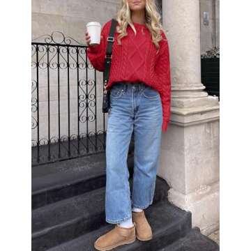 ANRABESS Oversized Crewneck Sweater for Women 2024 Fall