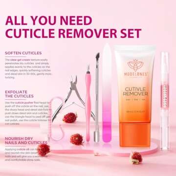 Modelones Cuticle Remover Kit - Cuticle Remover Cream & Cuticle Oil, Cuticle Care Kit w/Cuticle Trim...