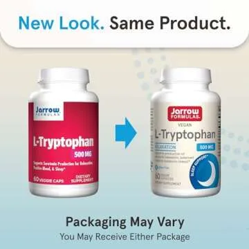 Jarrow Formulas® L-Tryptophan, 500 mg Dietary Supplement for Stress, Sleep, and Mood Support, 60 Ca...