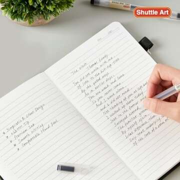 Shuttle Art Gel Ink Ball Point Pens, 15 Pack Black Japanese Style Pens, 0.38mm Extra-Fine Ballpoint Pens for Home, School and Office