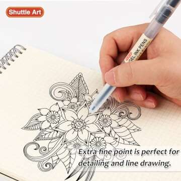 Shuttle Art Gel Ink Ball Point Pens, 15 Pack Black Japanese Style Pens, 0.38mm Extra-Fine Ballpoint Pens for Home, School and Office