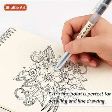 Shuttle Art Gel Ink Ball Point Pens, 15 Pack Black Japanese Style Pens, 0.38mm Extra-Fine Ballpoint Pens for Home, School and Office