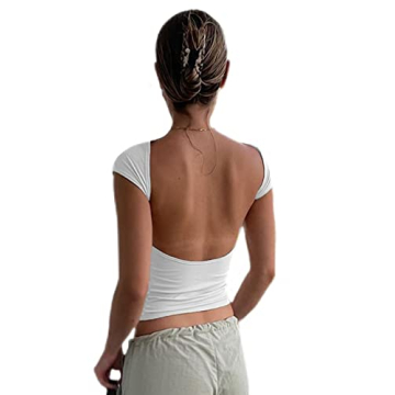 Women's Backless T-Shirts Y2K Crop Top - Stylish Summer Fashion Essential 2023