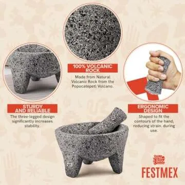 Handmade Mexican Mortar and Pestle for Authentic Cooking