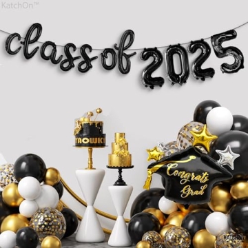 KatchOn Black Class of 2025 Balloons for Graduation