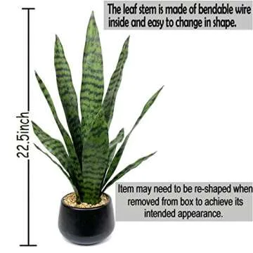 Bird Fiy Artificial Snake Plant 22.5" Faux Agave Fake Sansevieria Artificial Potted Plants for Indoor and Outdoor Home Office Décor