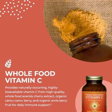 HealthForce SuperFoods Truly Natural Vitamin C - Immune Support Supplement with Camu Camu Berry - Vitamin C Supplement for Immune Health - Vegan, Non-GMO - 120 Vegan Caps, 15 Servings