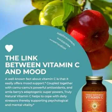 HealthForce SuperFoods Truly Natural Vitamin C - Immune Support Supplement with Camu Camu Berry - Vitamin C Supplement for Immune Health - Vegan, Non-GMO - 120 Vegan Caps, 15 Servings