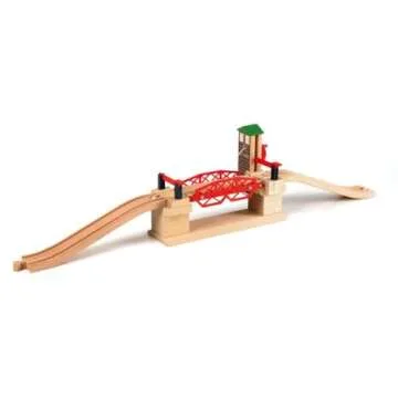 BRIO 33757 Lifting Bridge - Engaging Toy Train Accessory | Includes Wooden Track | Ideal for Kids Age 3 and Up | FSC Certified Wood - Red