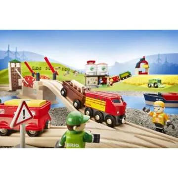 BRIO 33757 Lifting Bridge - Engaging Toy Train Accessory | Includes Wooden Track | Ideal for Kids Age 3 and Up | FSC Certified Wood - Red