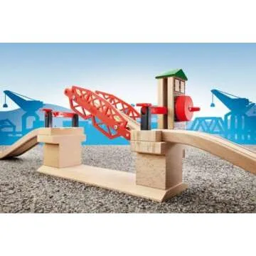 BRIO 33757 Lifting Bridge - Engaging Toy Train Accessory | Includes Wooden Track | Ideal for Kids Age 3 and Up | FSC Certified Wood - Red