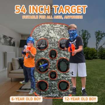 Wishery Large Nerf Gun Target for Kids Shooting Practice with Storage Net - Shooting Game Toy for Bo...