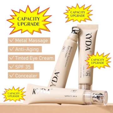 KYDA Mineral Sunscreen Eye Cream, 3-in-1 Anti-Aging Eye Cream, SPF 35, for Dark Circle and Fine Line...