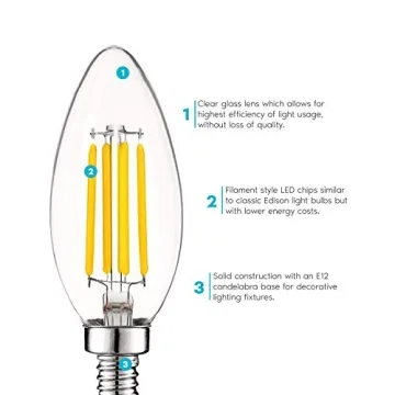 LUXRITE Vintage Candelabra LED Bulbs 550 Lumens Dimmable