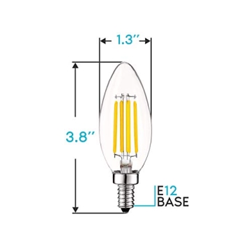 LUXRITE Vintage Candelabra LED Bulbs 550 Lumens Dimmable