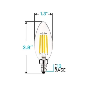 LUXRITE Vintage Candelabra LED Bulbs 550 Lumens Dimmable
