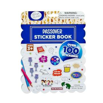 Rite Lite Passover Seder Sticker Book, 100+ Stickers, 4 Pages For Pesach Holiday Decor