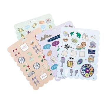 Rite Lite Passover Seder Sticker Book, 100+ Stickers, 4 Pages For Pesach Holiday Decor