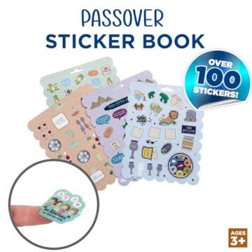 Rite Lite Passover Seder Sticker Book, 100+ Stickers, 4 Pages For Pesach Holiday Decor
