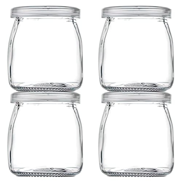 Thymart 5.3oz / 7 OZ Mini Glass Jar with Lid - Perfect for Pudding, Yogurt, and Gifts - Pack-of-4Pcs