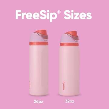Owala FreeSip Insulated Stainless Steel Water Bottle with Straw for Sports and Travel, BPA-Free Sports Water Bottle, 24 oz, Pink, Angel Food Cake